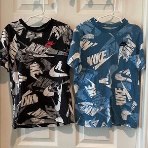 Nike Black and Blue Graphic Tees